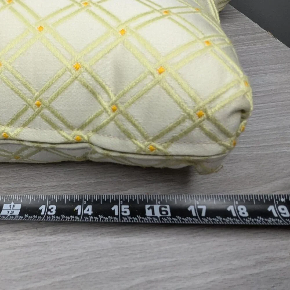 Vintage White & Yellow Pair of Long Rectangle Accent Pillows w/Removeable Covers